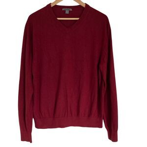 Johnston & Murphy Mens Silk Blend V Neck Sweater Red‎ XL Long Sleeve Lightweight